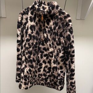 Leopard Print Fleece Pullover